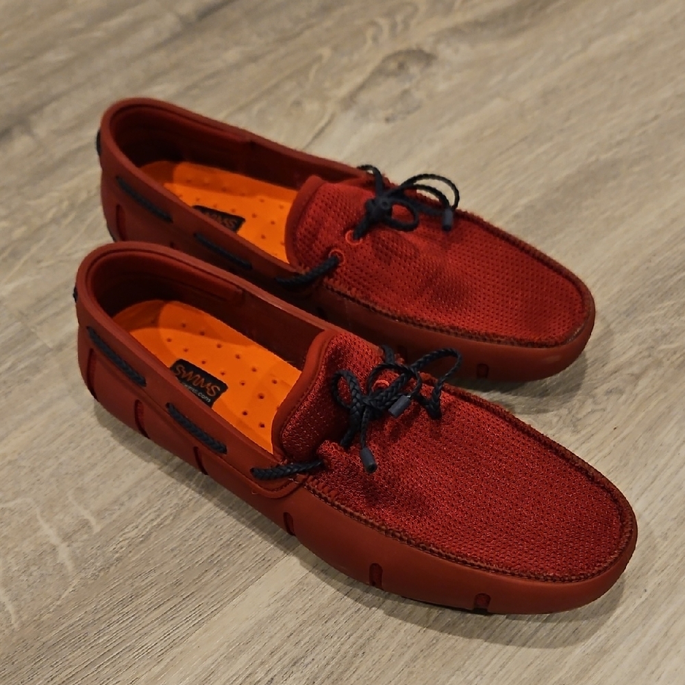 Swims Men's Red Loafers Navy Laces